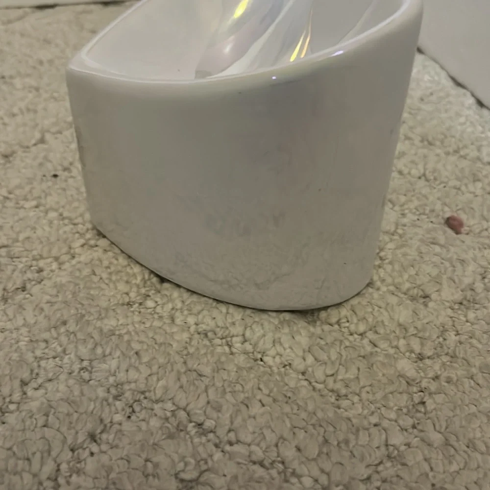 Iridescent Heart-Shaped Cat Bowl. - Picture 3 of 4